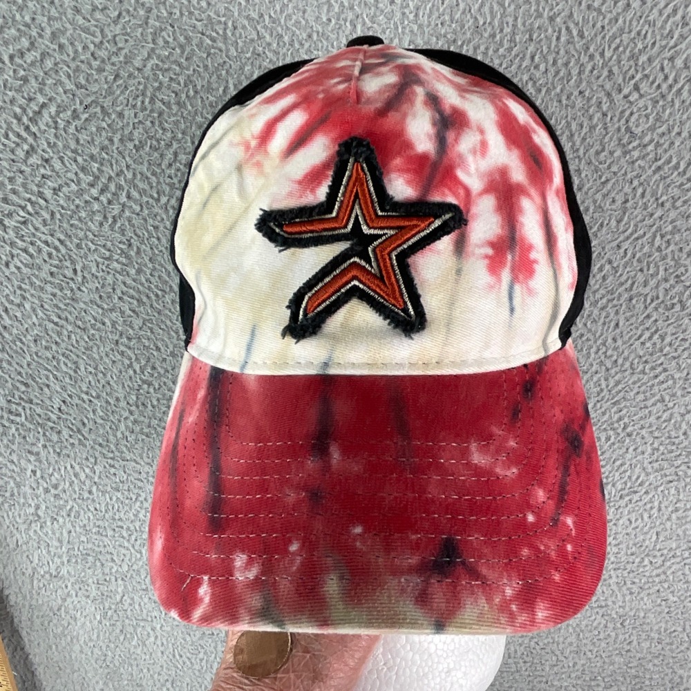 New Era Houston Astros Hat Youth 1 Size Black Red Tie Dye Good Adjustable Cap